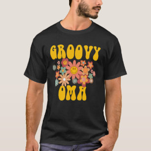 Retro Groovy Oma Matching Family 1e verjaardag T-shirt