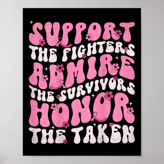 Retro Groovy Ondersteuning Vrouwen Borstkanker Bew Poster (Voorkant)