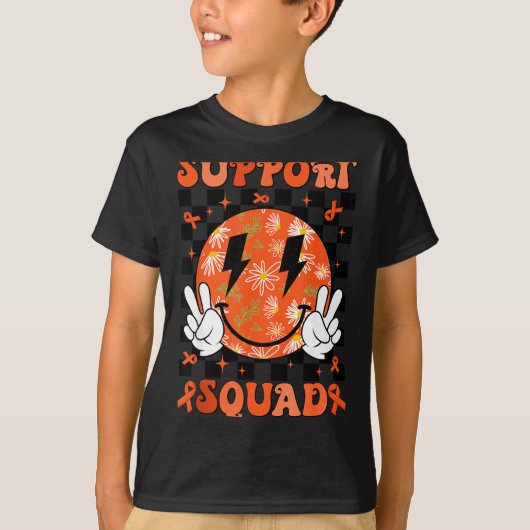 Retro Groovy Ondersteuningsteam Multiple Sclerose T-shirt (Voorkant)