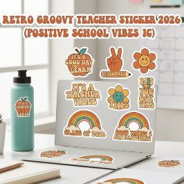 Retro Groovy Onderwijzer Stickerblad | Motiverend Sticker