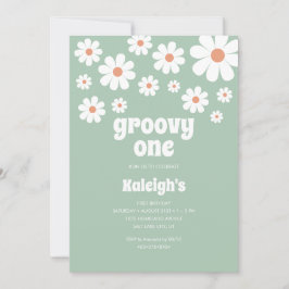 Retro Groovy One 70's Style Birthday Uitnodiging