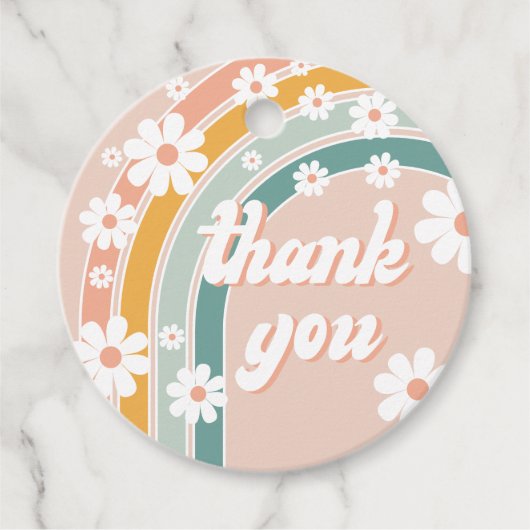 Retro Groovy One Boho First Birthday Gift Labels (Voorkant)