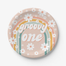 Retro Groovy One Boho First Birthday Papieren Bordje