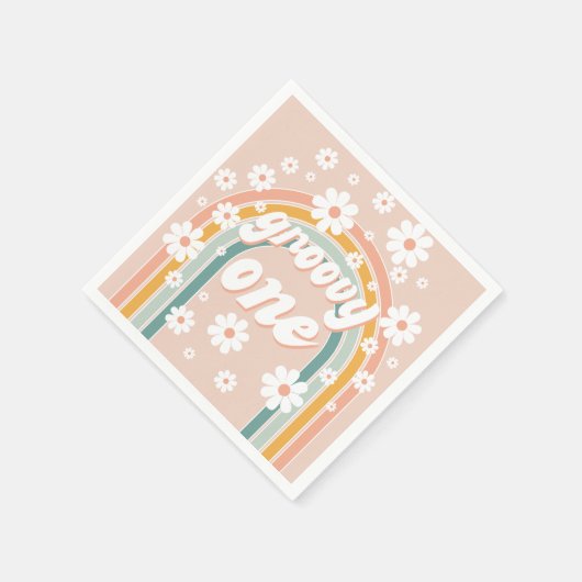 Retro Groovy One Boho First Birthday Servet (Hoek)