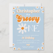 Retro Groovy One Boys 1e Verjaardag Kaart (Voorkant)