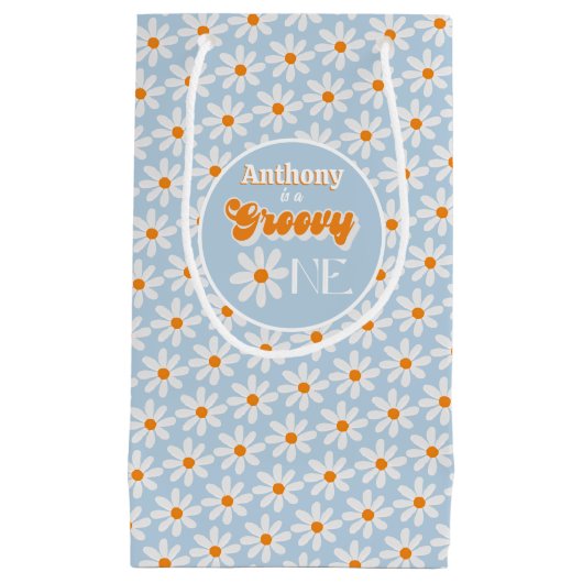 Retro Groovy One Boys 1e Verjaardag Klein Cadeauzakje (Voorkant)