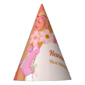 Retro Groovy One Daisy Eerste Verjaardag Deel Feesthoedjes (Voorkant)