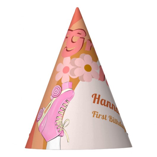 Retro Groovy One Daisy Eerste Verjaardag Deel Feesthoedjes (Voorkant)