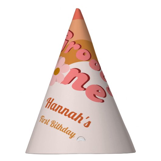 Retro Groovy One Daisy Eerste Verjaardag Deel Feesthoedjes (Rechts)