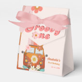 Retro Groovy One Daisy Flower Verjaardagsfeestje Bedankdoosjes (Voorkant Zijde)