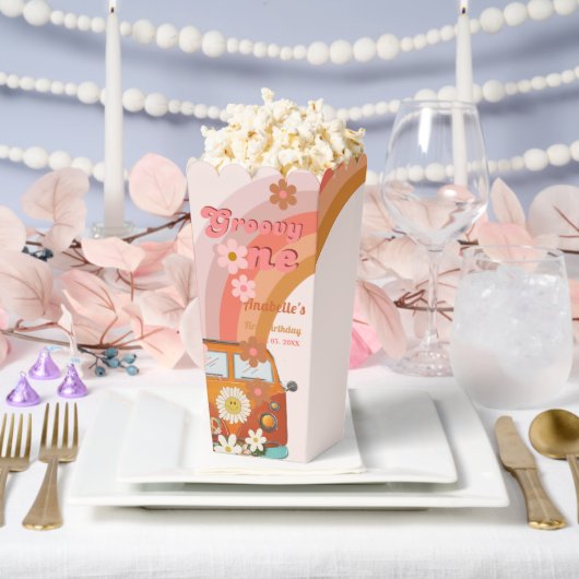 Retro Groovy One Daisy Flower Verjaardagsfeestje Bedankdoosjes (Huwelijk)