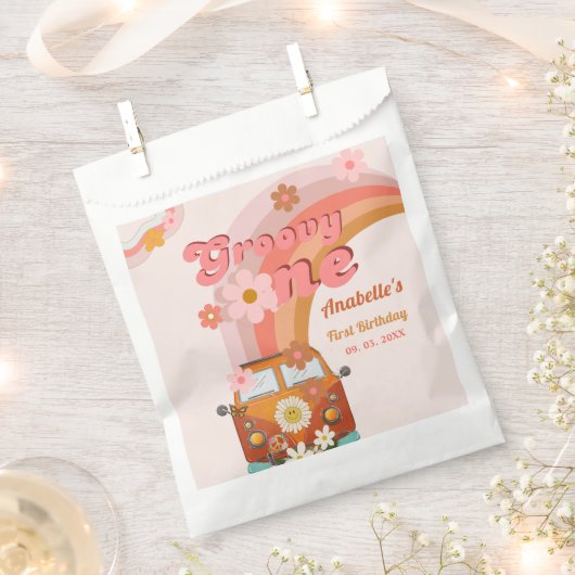 Retro Groovy One Daisy Flower Verjaardagsfeestje Bedankzakje (Geknipt)