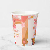 Retro Groovy One Daisy Flower Verjaardagsfeestje Papieren Bekers (Links)