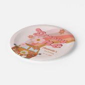 Retro Groovy One Daisy Flower Verjaardagsfeestje Papieren Bordje (Gekanteld)