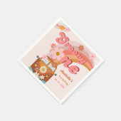 Retro Groovy One Daisy Flower Verjaardagsfeestje Servet (Hoek)