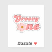 Retro Groovy One Daisy Flower Verjaardagsfeestje Sticker (Vel)
