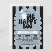 Retro Groovy One Happy Boo Boy 1e verjaardagsfeest Kaart (Voorkant)