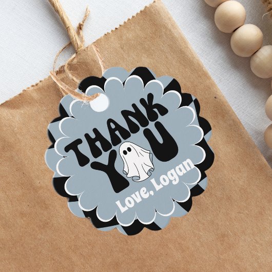 Retro Groovy One Happy Boo Boy Bedankt Bedankjes Labels