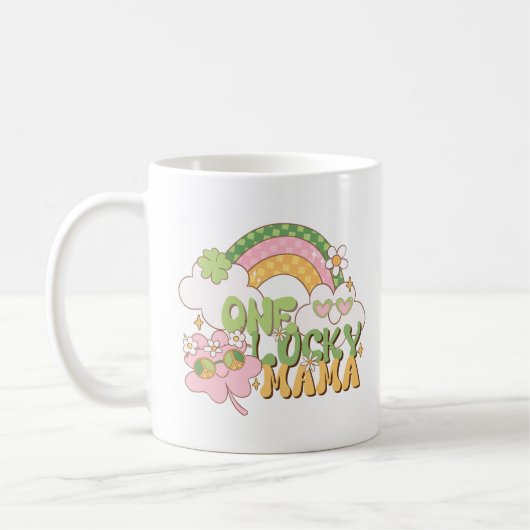 Retro Groovy One Lucky Mama St. Patrick’s Day Koffiemok (Links)
