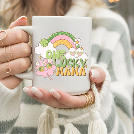Retro Groovy One Lucky Mama St. Patrick's Day Koffiemok