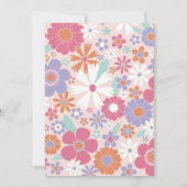 Retro Groovy One Pink Floral Invitation Kaart (Achterkant)