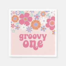 Retro Groovy One Pink Floral