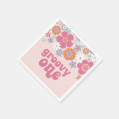 Retro Groovy One Pink Floral Servet (Hoek)