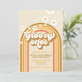 Retro Groovy Ones Rainbow Brown Twin Birthday Kaart (Staand voorkant)