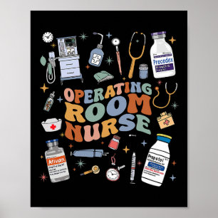 Retro Groovy operatiekamer verpleegkundige of verp Poster