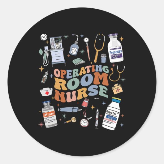 Retro Groovy operatiekamer verpleegkundige of verp Ronde Sticker (Voorkant)