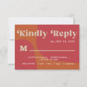 Retro groovy orange red bold typography wedding RSVP kaartje (Voorkant)