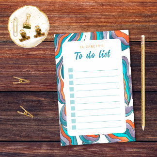Retro Groovy Oranje Blauwe Takenlijst Checklist Post-it® Notes