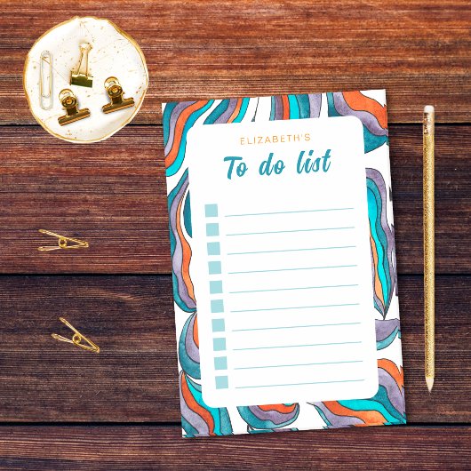 Retro Groovy Oranje Blauwe Takenlijst Checklist Post-it® Notes