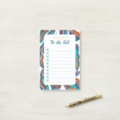 Retro Groovy Oranje Blauwe Takenlijst Checklist Post-it® Notes (Op bureau)