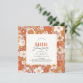 Retro Groovy Oranje Bloemen Vrijgezellenfeest Kaart (Staand voorkant)