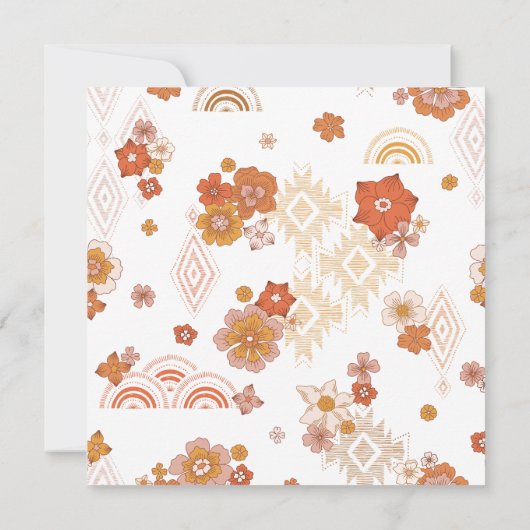 Retro Groovy Oranje Bloemen Vrijgezellenfeest Kaart (Achterkant)