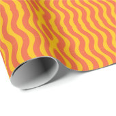 Retro Groovy Oranje Gele Wavy Stripe Cadeaupapier (Rol Hoek)