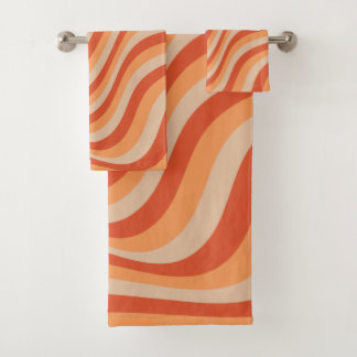 Retro Groovy Oranje kleur Bad Handdoek