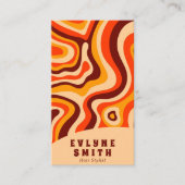 Retro Groovy Oranje QR Code 70s Boho Abstract Visitekaartje (Voorkant)