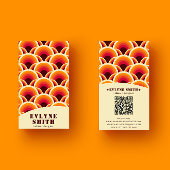 Retro Groovy Oranje QR Code 70s Boho Geometrisch Visitekaartje