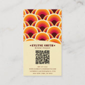 Retro Groovy Oranje QR Code 70s Boho Geometrisch Visitekaartje (Achterkant)