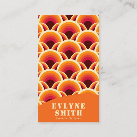 Retro Groovy Oranje QR Code 70s Boho Unique Visitekaartje (Voorkant)