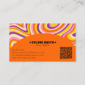 Retro Groovy Oranje QR Code 70s Psychedelic Unique Visitekaartje (Achterkant)