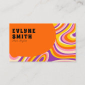 Retro Groovy Oranje QR Code 70s Psychedelic Unique Visitekaartje (Voorkant)