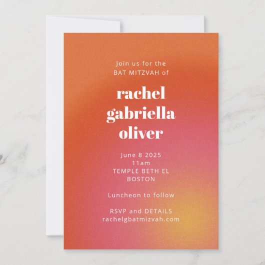 Retro Groovy Oranje Simple Bat Mitzvah Kaart (Voorkant)