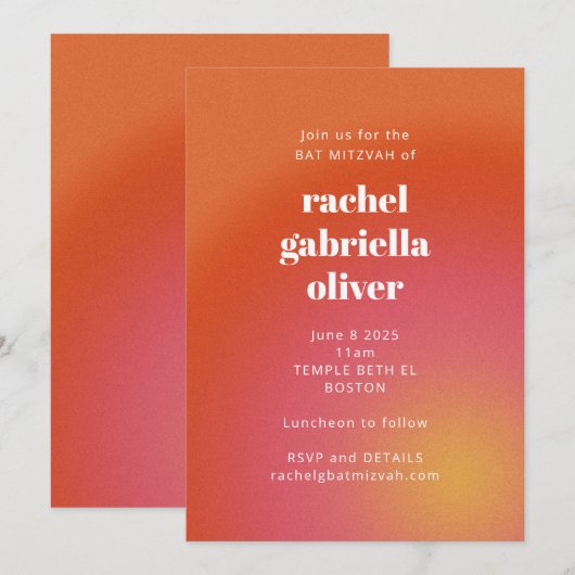 Retro Groovy Oranje Simple Bat Mitzvah Kaart (Voorkant / Achterkant)