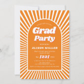 Retro groovy oranje zonnestralen 70s Afstuderen Kaart (Voorkant)