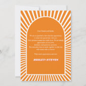 Retro groovy oranje zonnestralen 70s geïnspireerde bedankkaart (Achterkant)