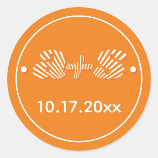 Retro groovy oranje zonnestralen 70s geïnspireerde ronde sticker (Voorkant)