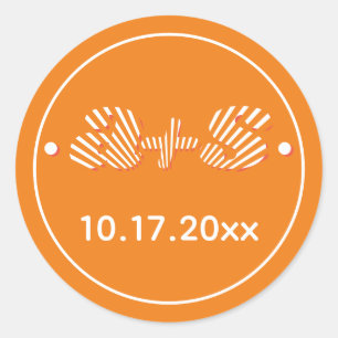 Retro groovy oranje zonnestralen 70s geïnspireerde ronde sticker